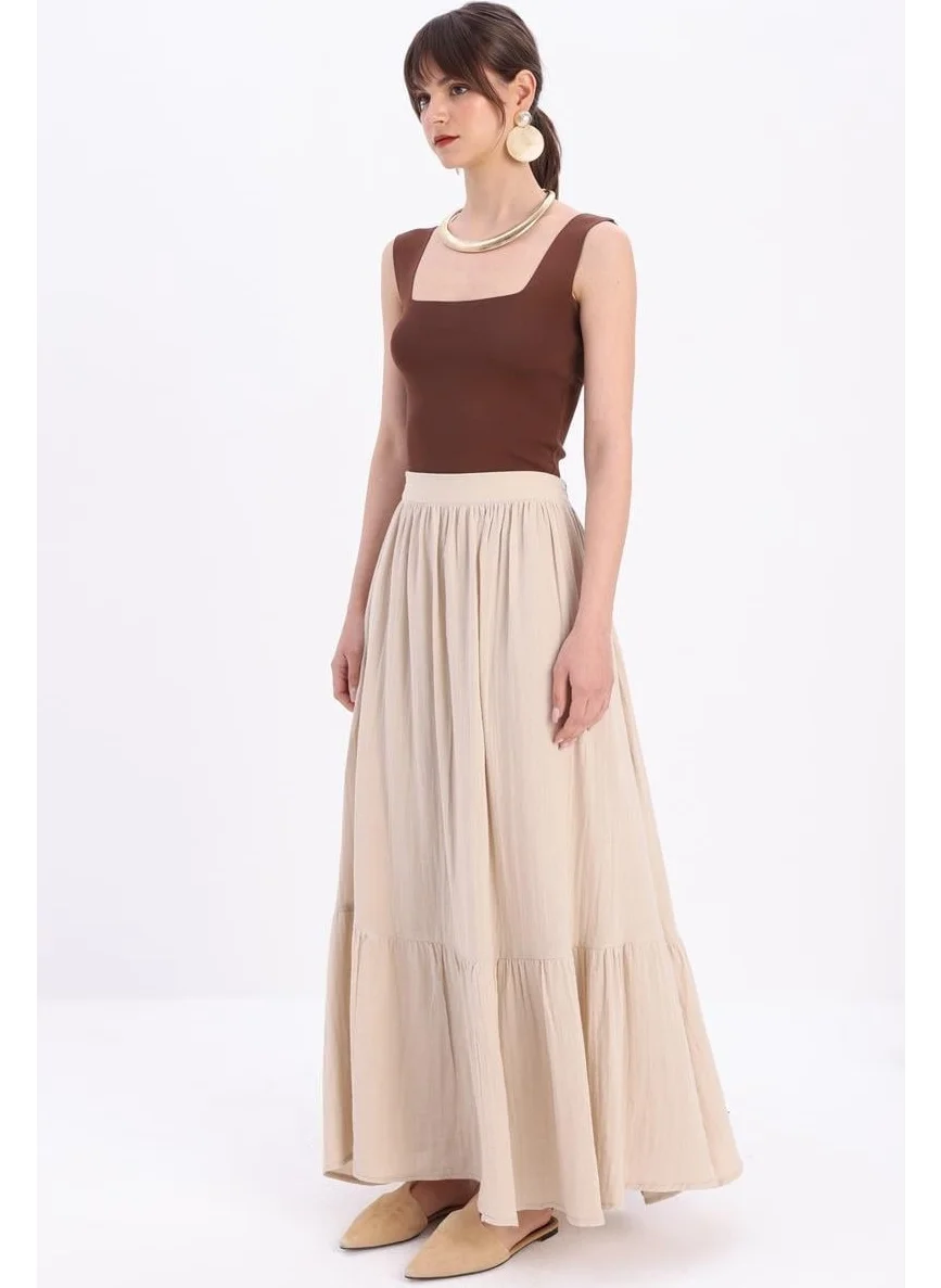 Allday TAŞ-100% Cotton Flared Skirt