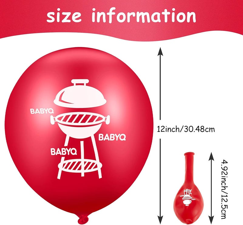 Jerify 56 Pieces 12 Inch Baby Q Latex Balloons for Shower Party Supplies Set for Summer BBQ Picnic Birthday Red - Image 2