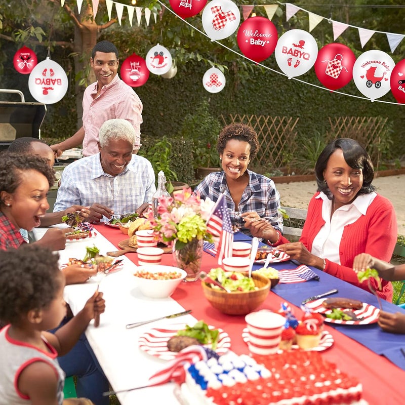 Jerify 56 Pieces 12 Inch Baby Q Latex Balloons for Shower Party Supplies Set for Summer BBQ Picnic Birthday Red - Image 5