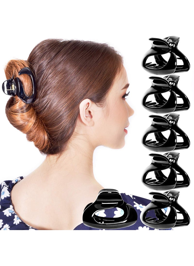 RC ROCHE ORNAMENT - RC ROCHE ORNAMENT 6 Pcs Womens Firm Interlocking Claw Beautiful Tousled Half Up Bun Maker Girls Beauty Accessory Cute Styling French Tortoise Shell Plastic Hair Clips Medium Black - Image 1