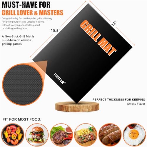RINPIR 31pcs BBQ Grill Accessories Set for Men Dad, Heavy Duty Grilling Tools Gifts for Fathers Day, Stainless Steel BBQ Utensils Kit with Mats, Grill Brush in Carrying Bag Brown - Image 4