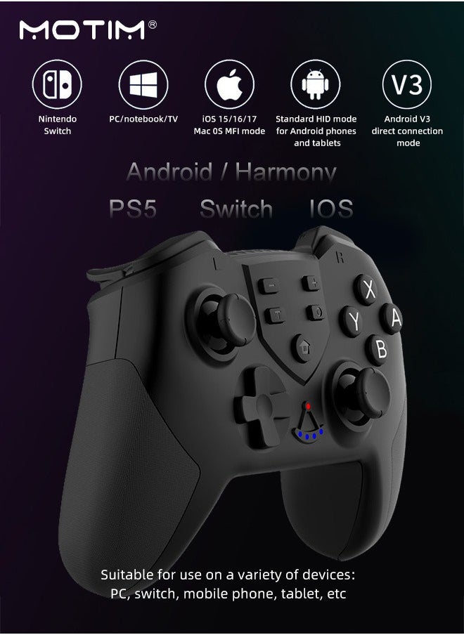 Motim 6-Axis Handle Controllers for Nintendo Switch Pro, Wireless Bluetooth Wake-up Function for Switch Lite Switch, OLED Switch Remote Gamepad, Gyro Axis Programmable  - Image 3