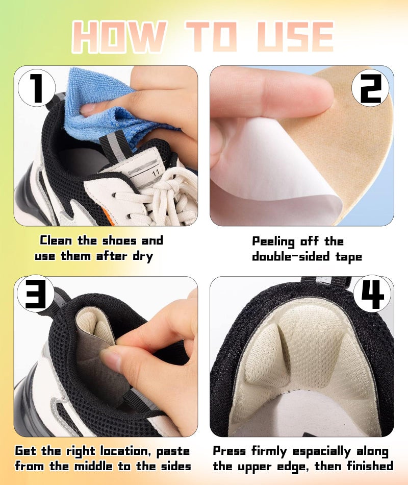 INIMAGINE 8 Pcs Shoe Bite Protector, Heel Pad, Heel Protector For Women a Pair Of Black And Skin Tone To Protect Your Feet No Feeling Even When Wearing Shoes - Image 3