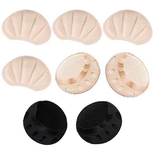 INIMAGINE 8 Pcs Shoe Bite Protector, Heel Pad, Heel Protector For Women a Pair Of Black And Skin Tone To Protect Your Feet No Feeling Even When Wearing Shoes - Image 1