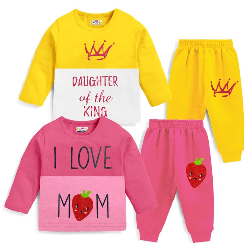 Kuchipoo Baby Girl Cotton Printed Regular Fit T-Shirts and Pyjamas Set (KUC-PSUT-113, 6-12 Months, Multi-Colored) - Image 5