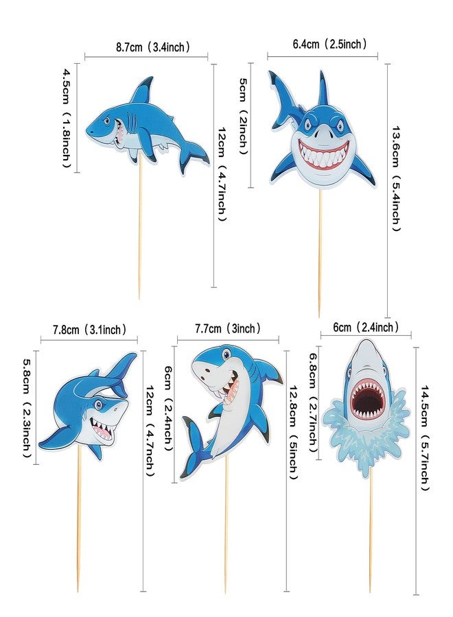 MEMOVAN Shark Cupcake Toppers 30pcs Shark Cake Picks Ocean Sea Cupcake Topper Shark Cupcake Cake Decorations for Kids Shark Ocean Theme Birthday Baby Shower Party - Image 2