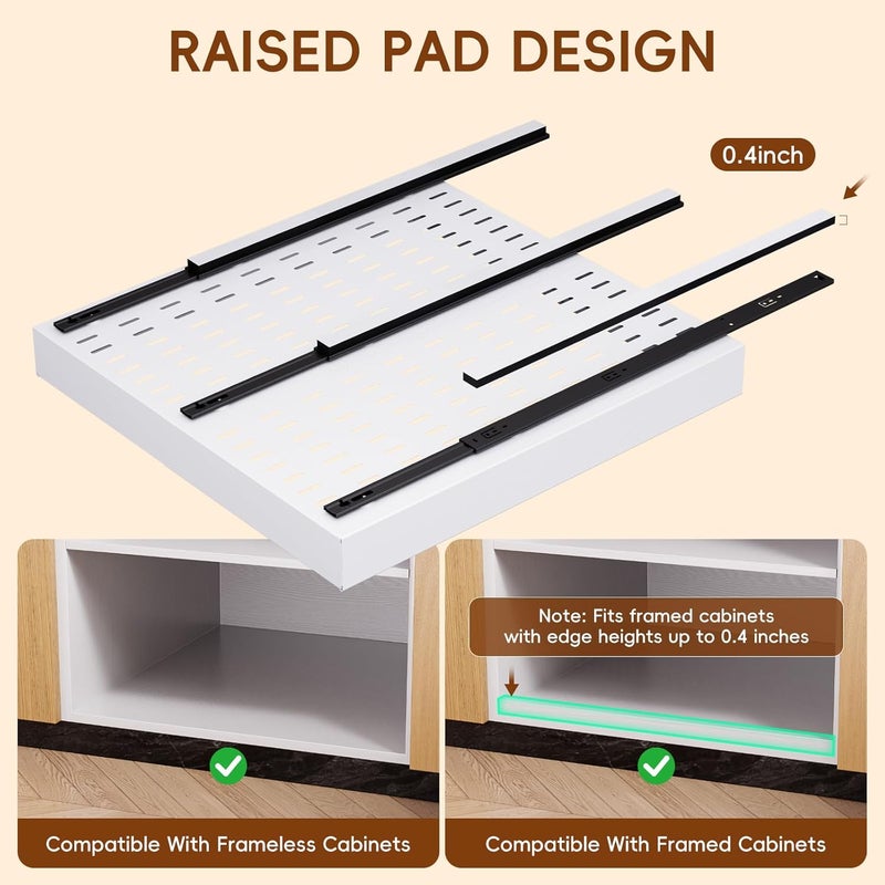 OneDream 4 Pack Pull Out Cabinet Organizer, 21" Deep Slide Out Drawers for Kitchen Cabinets, No Drill Adhesive Pull Out Drawers for Cabinets, Roll Out Shelves Adjustable Width 12.05"-20.4" - Image 4