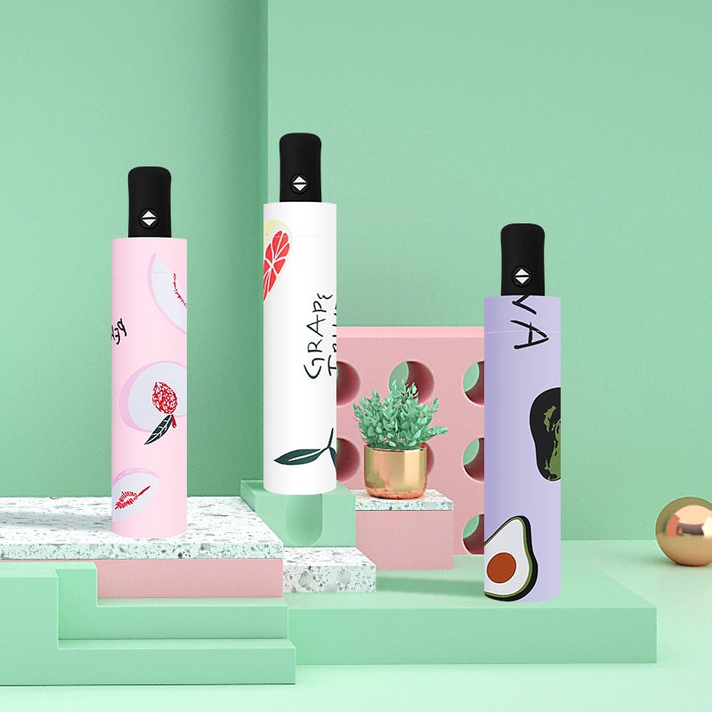 Fruit Automatic Umbrella For Women, Sunny Or Rainy, Foldableing Parasol, Sun Umbrella, Sun Protection, Uv Protection, Printed Advertising Logo - Image 5