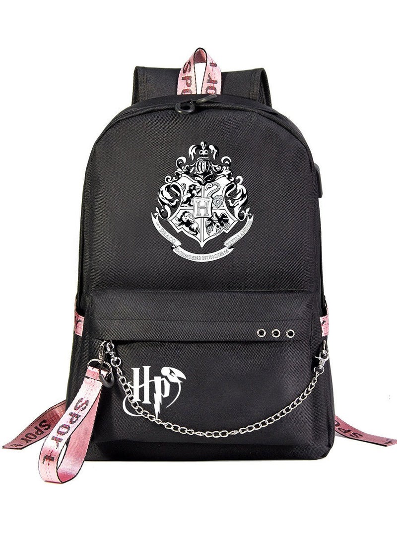 Harry Potter Cartoon Print Student Youth Large Capacity Backpack For Men And Women