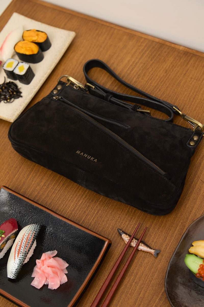 Manuka Mari Suede Baguette Bag Black  - Image 1