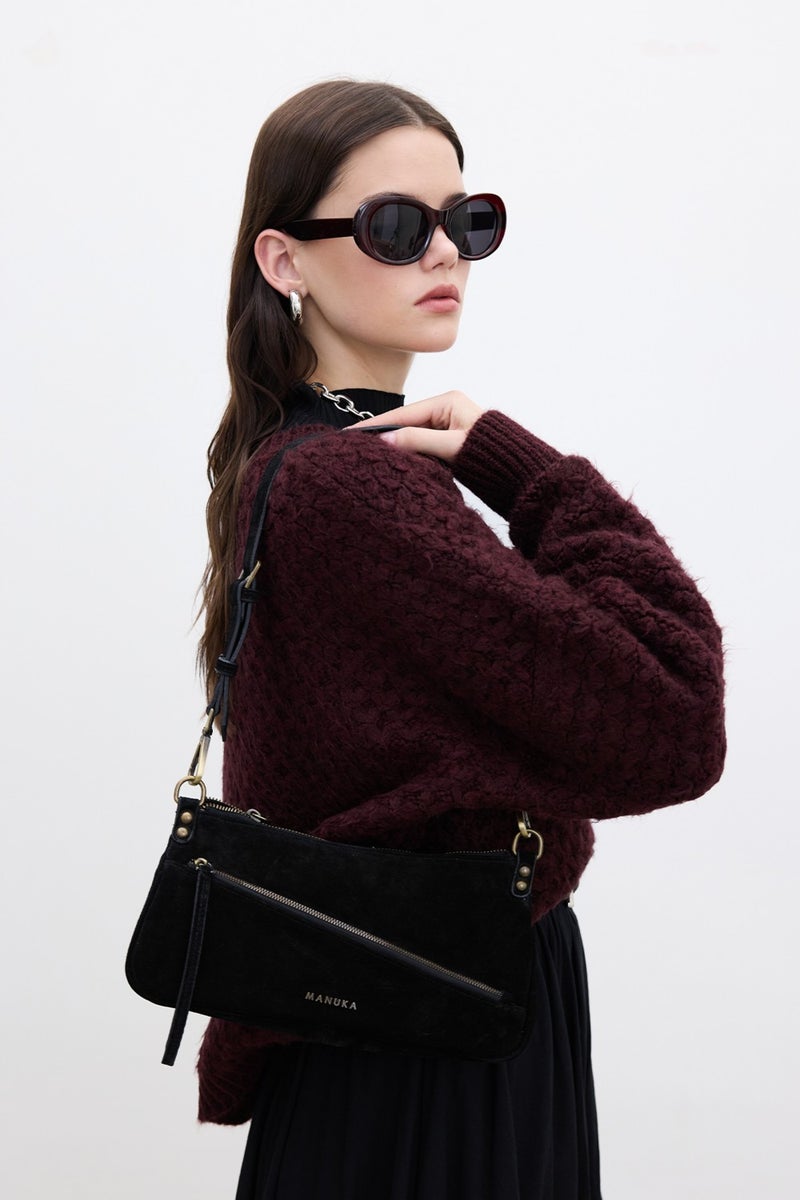Manuka Mari Suede Baguette Bag Black  - Image 2