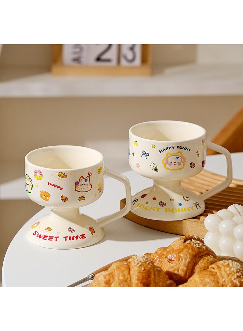 Ceramic Dessert Cup, Cartoon Decals Coffee Mug, Multipurpose Drinkware for Baklava, Juice, Milk, Oven, Dishwasher and Microwave Safe, 230ml (Blue)  - Image 4