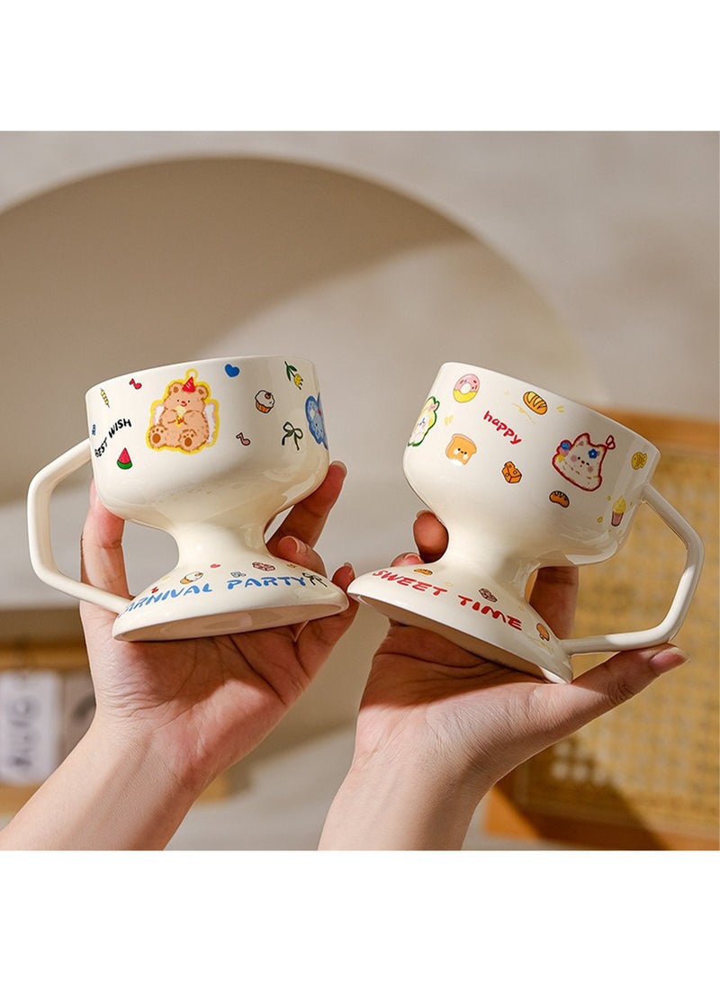 Ceramic Dessert Cup, Cartoon Decals Coffee Mug, Multipurpose Drinkware for Baklava, Juice, Milk, Oven, Dishwasher and Microwave Safe, 230ml (Blue)  - Image 5