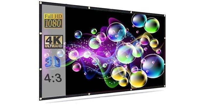 SAVSOL 2023 Upgraded 79 Inch Projector Screen, 4K HD 16:9 Portable Foldable Anti-Crease Indoor Outdoor for Home, Office, Classroom (Width 170.18 cm x 106.68 cm Height) - Image 1