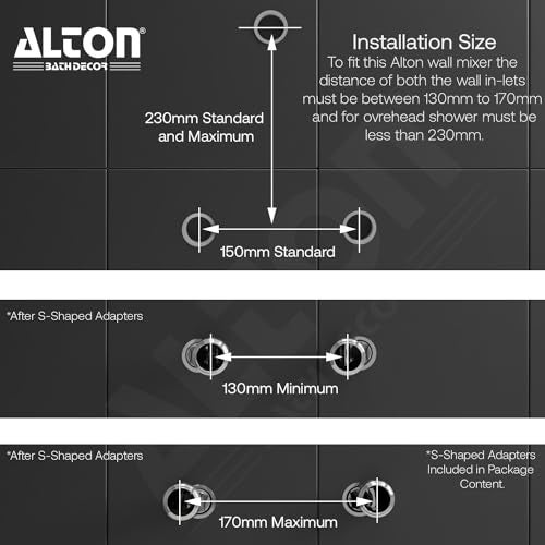ALTON AXN9525 Brass Wall Mixer With 3-Function, 4-INCH Overhead Shower Set and 190mm Bend Pipe (Chrome) - Image 3