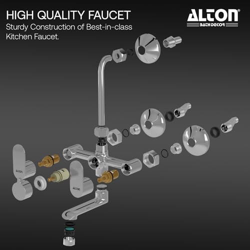 ALTON AXN9525 Brass Wall Mixer With 3-Function, 4-INCH Overhead Shower Set and 190mm Bend Pipe (Chrome) - Image 2