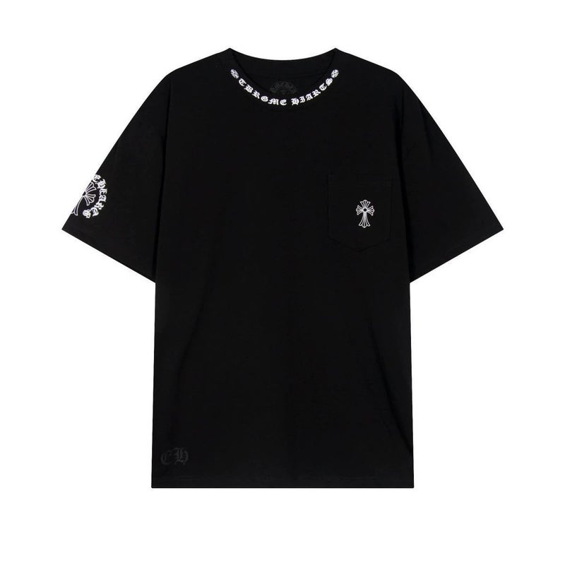 Chrome Heart New Style Chrome Heart Pocket Summer Trendy Brand and Street Style Unisex Couple Short-Sleeve T-Shirt - Image 4