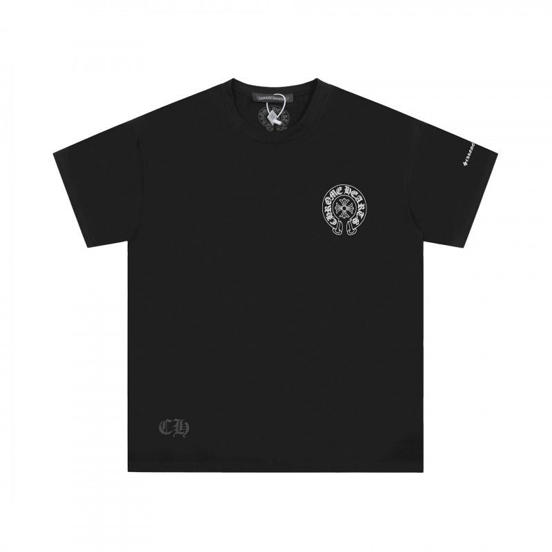Chrome Heart New Style Chrome Heart Pocket Summer Trendy Brand and Street Style Unisex Couple Short-Sleeve T-Shirt - Image 3