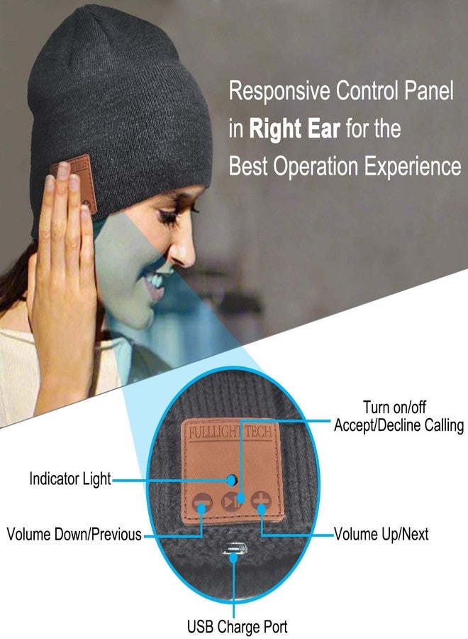 FULLLIGHT TECH Bluetooth Beanie Headphones Hat Unique Christmas Tech Gifts Dark Gray - Image 5
