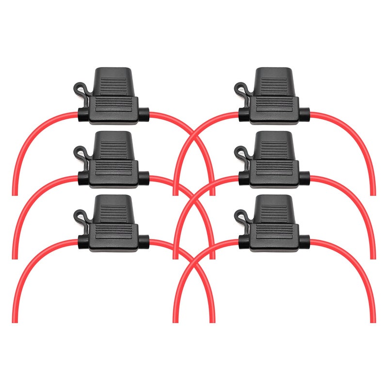 VANTRONIK Waterproof Inline Fuse Holder 6 Pack for Standard Fuse, UL1015 14 Gauge AWG Wire 12 Inches, Fit for ATO ATC Medium Blade Fuse