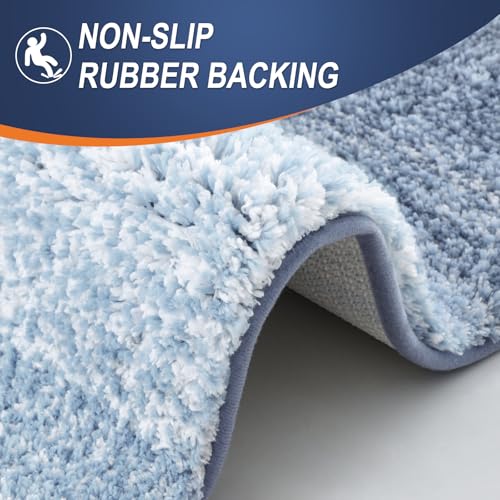 OLANLY Bathroom Rug Set 2 Piece, Soft Absorbent Microfiber Bath Rug Set, Non-Slip, Machine Wash Dry, Plush Shaggy Bath Mats for Bathroom (30"x20"+24"x16", Blue) - Image 5