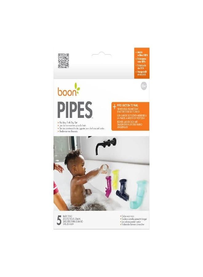 Boon Pipes Toddler Bath Toys - Bathtub Building Toys with Suction Cups - Toddler Sensory Toys and Bathtub Essentials - Multicolored - 5 Count - Kids Ages 12 Months and Up - Image 2