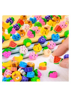 Y&D 3D Cute Small Erasers for Kids Safe Non Toxic Novelty Various Fruit Animal Shapes Mini Classroon Rewards Party Favors Random 60 Blocks  - Image 2
