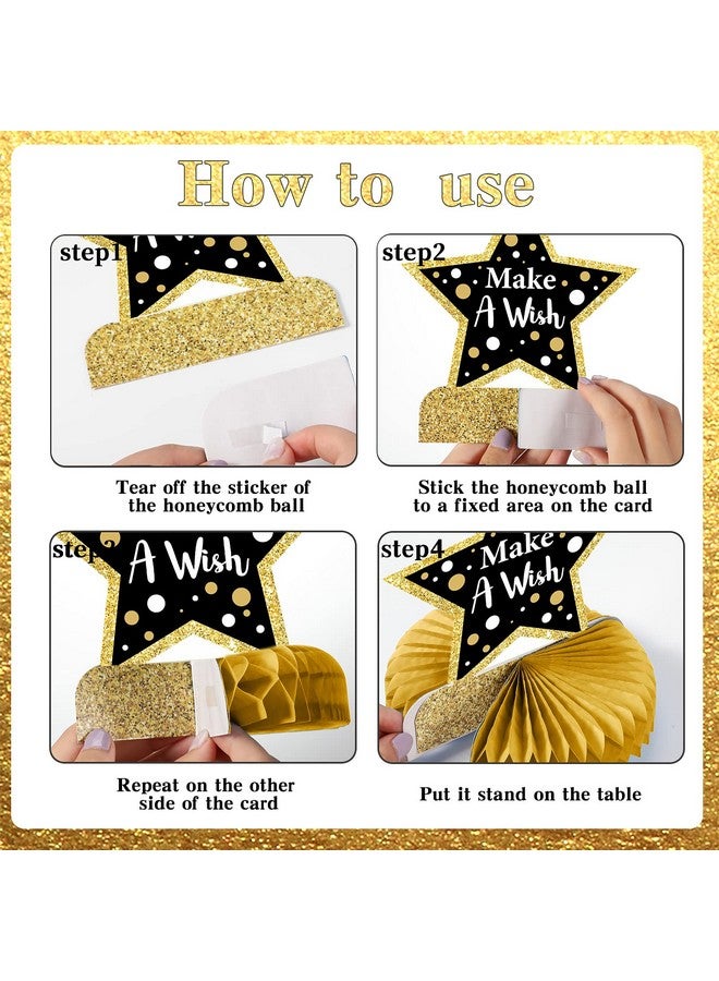 تفكس جيه 9 قطع من زينة عيد الميلاد الذهبية السوداء قطع مركزية لطاولات الزينة عيد ميلاد سعيد على شكل قرص العسل، زينة عيد ميلاد سعيد للرجال والنساء، لوازم حفلات أعياد الميلاد - Image 5