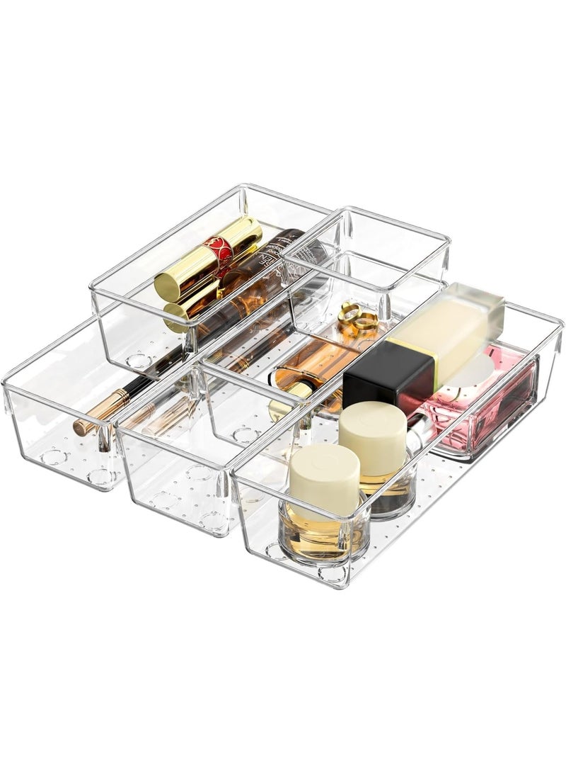 KITCHENOO Acrylic Storage Boxes for Makeup, Skincare, Jewelry, and Office Supplies for Vanity, Kitchen, Bedroom, Bathroom, and Office - 6 Pieces - Image 1