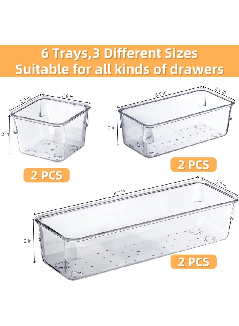 KITCHENOO Acrylic Storage Boxes for Makeup, Skincare, Jewelry, and Office Supplies for Vanity, Kitchen, Bedroom, Bathroom, and Office - 6 Pieces - Image 2