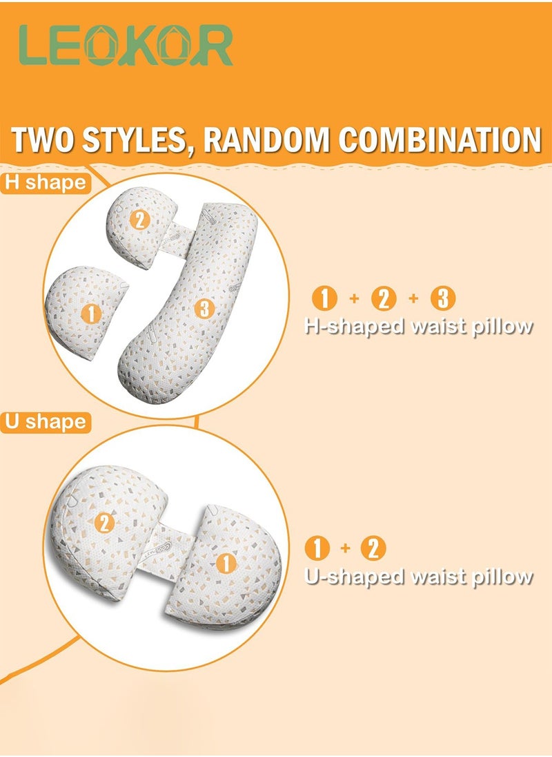 LEOKOR Maternity Pillow, Pregnancy Pillow for Sleeping, Soft Baby Bub Maternity Pillow with Detachable and Adjustable Pillow Cover, Pregnancy Body Pillow Support Legs, Back, Belly  - Image 2