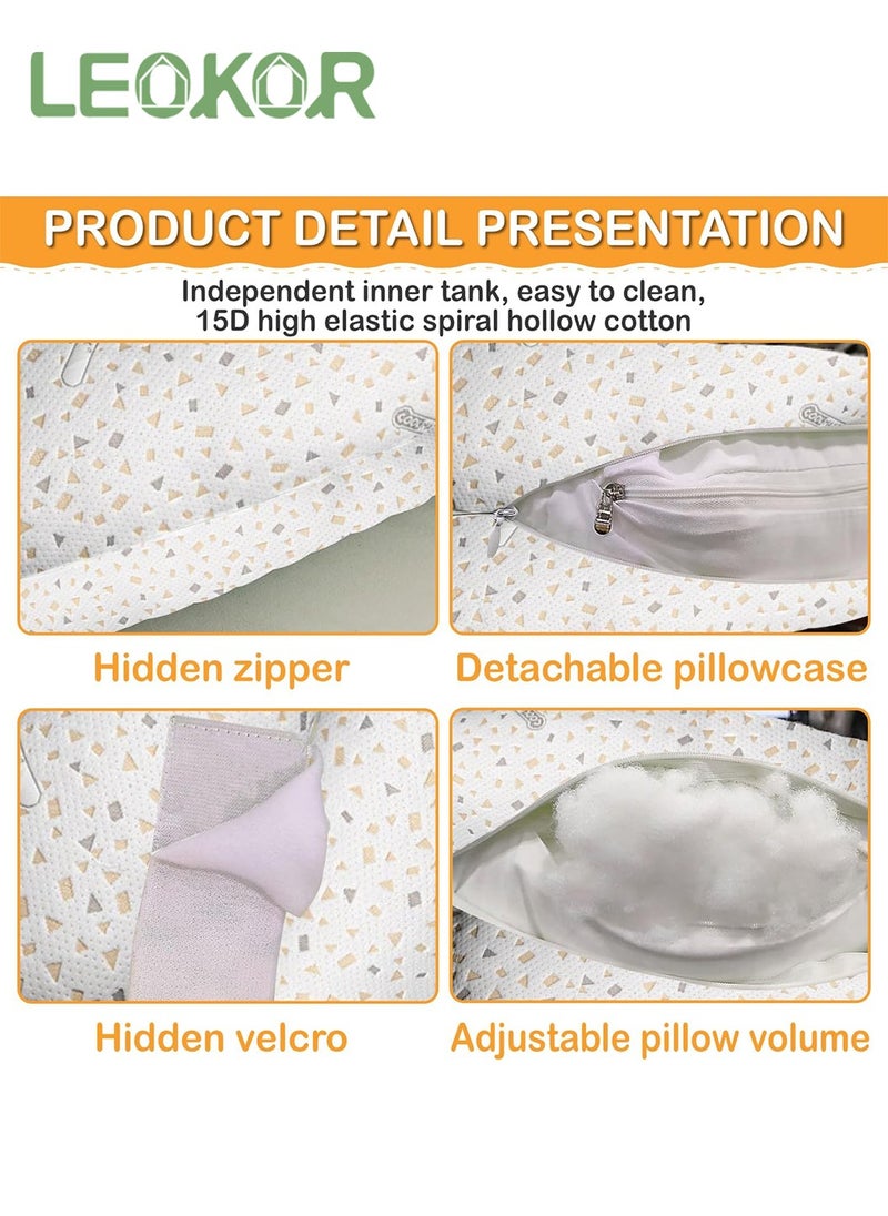 LEOKOR Maternity Pillow, Pregnancy Pillow for Sleeping, Soft Baby Bub Maternity Pillow with Detachable and Adjustable Pillow Cover, Pregnancy Body Pillow Support Legs, Back, Belly  - Image 4