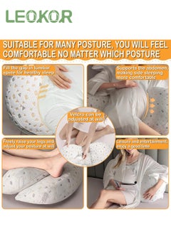 LEOKOR Maternity Pillow, Pregnancy Pillow for Sleeping, Soft Baby Bub Maternity Pillow with Detachable and Adjustable Pillow Cover, Pregnancy Body Pillow Support Legs, Back, Belly  - Image 5