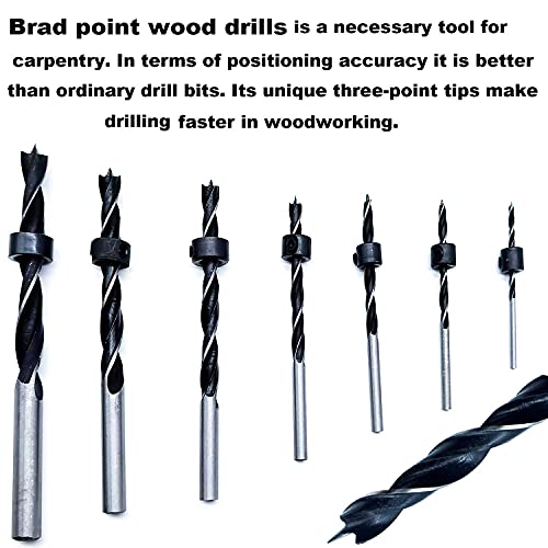 QISF 16Pcs Brad Point Wood Drill Bit 3/4/5/6/8/10/12mm Wood Working Drill with 3-12MM Center Point and Stopper Perfect for Woodworking Carpentry Drilling - Image 5