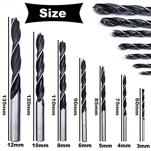 QISF 16Pcs Brad Point Wood Drill Bit 3/4/5/6/8/10/12mm Wood Working Drill with 3-12MM Center Point and Stopper Perfect for Woodworking Carpentry Drilling - Image 4