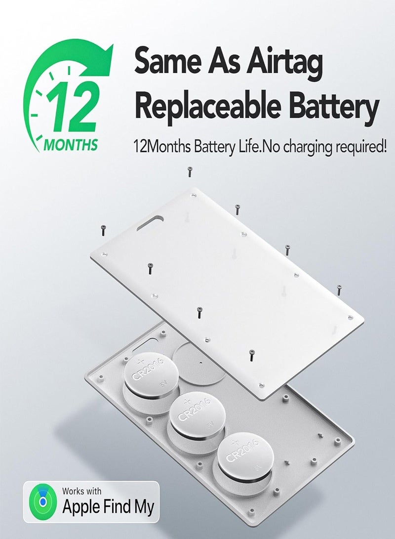 Neyecam Ultra-Slim Wallet Tracker Card Works with Apple Find My Device – 1.8mm Bluetooth Item Finder for Luggage, Backpack & ID, IP68 Waterproof, Left-Behind Alert, White (2 Pack) - Image 3