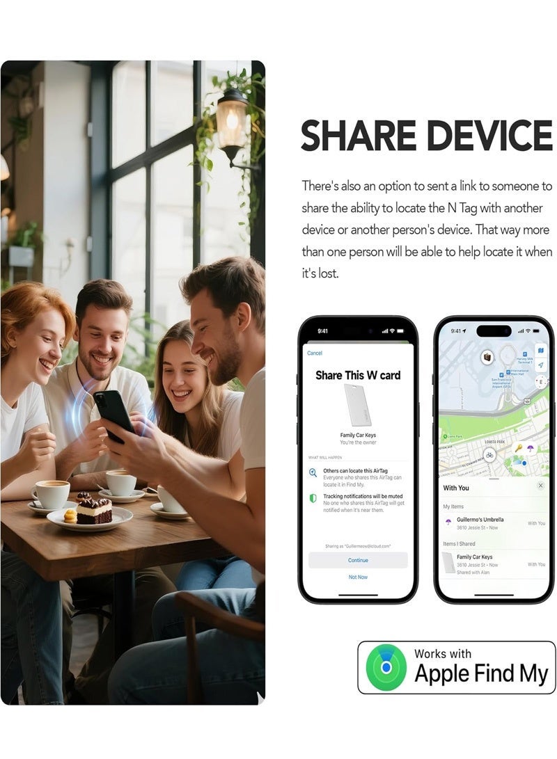 Neyecam Ultra-Slim Wallet Tracker Card Works with Apple Find My Device – 1.8mm Bluetooth Item Finder for Luggage, Backpack & ID, IP68 Waterproof, Left-Behind Alert, White (2 Pack) - Image 5