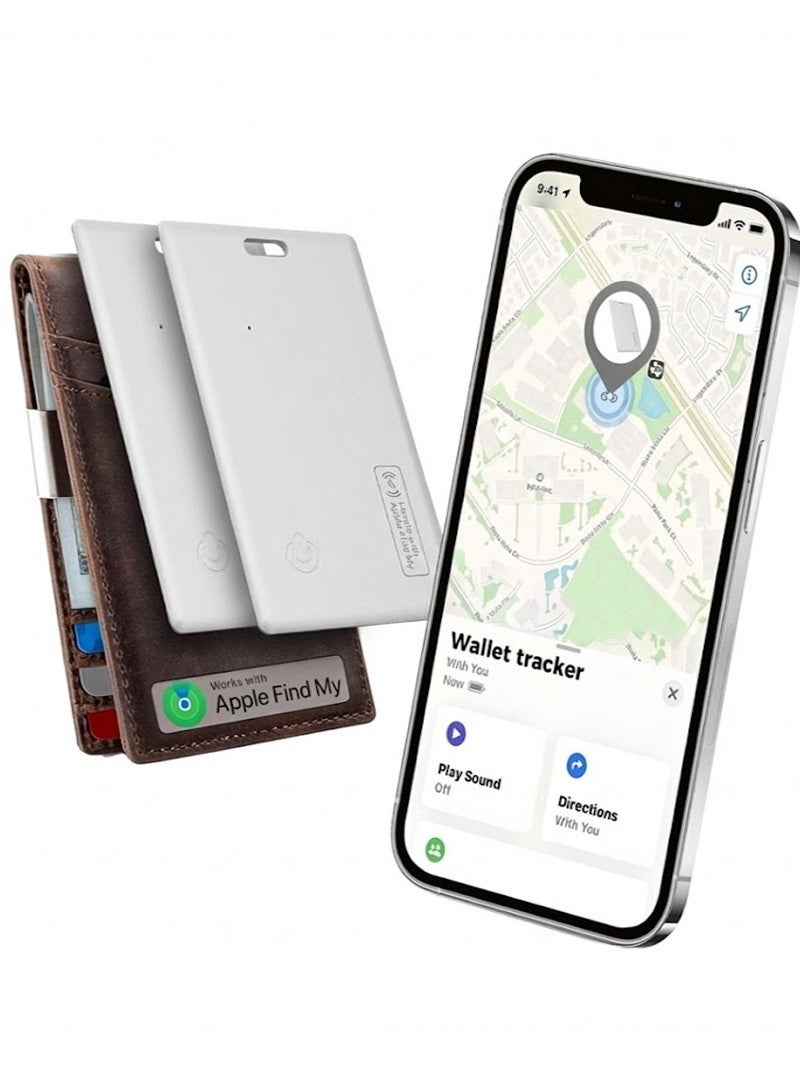 Neyecam Ultra-Slim Wallet Tracker Card Works with Apple Find My Device – 1.8mm Bluetooth Item Finder for Luggage, Backpack & ID, IP68 Waterproof, Left-Behind Alert, White (2 Pack) - Image 1