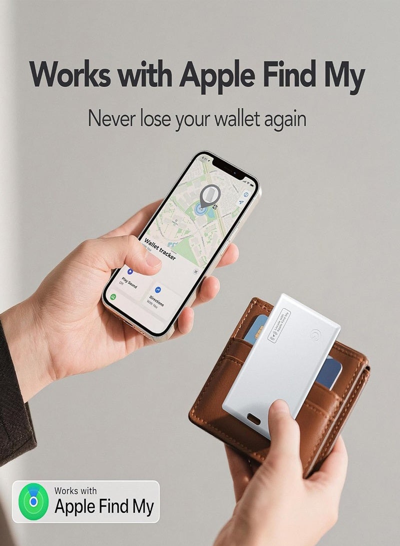 Neyecam Ultra-Slim Wallet Tracker Card Works with Apple Find My Device – 1.8mm Bluetooth Item Finder for Luggage, Backpack & ID, IP68 Waterproof, Left-Behind Alert, White (2 Pack) - Image 2