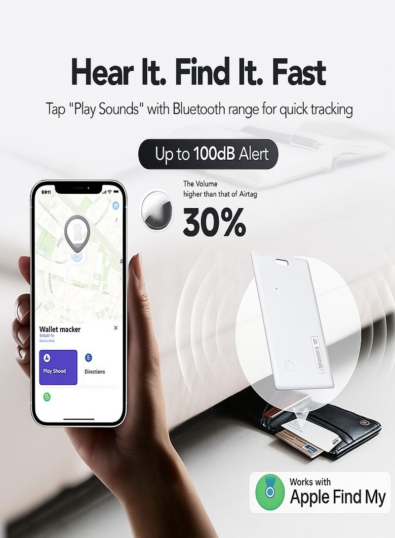Neyecam Ultra-Slim Wallet Tracker Card Works with Apple Find My Device – 1.8mm Bluetooth Item Finder for Luggage, Backpack & ID, IP68 Waterproof, Left-Behind Alert, White (2 Pack) - Image 4