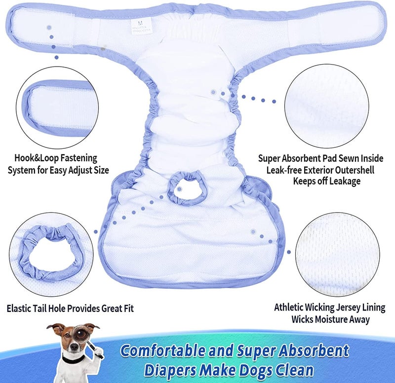 KUTKUT Female Dog Adjustable Diapers Reusable Washable Super Absorbency Leak-Proof Dog Nappie Dresses for Dogs in Heat, Period or Excitable Urination, Sanitary Panties Dress (Size: L) - Image 3
