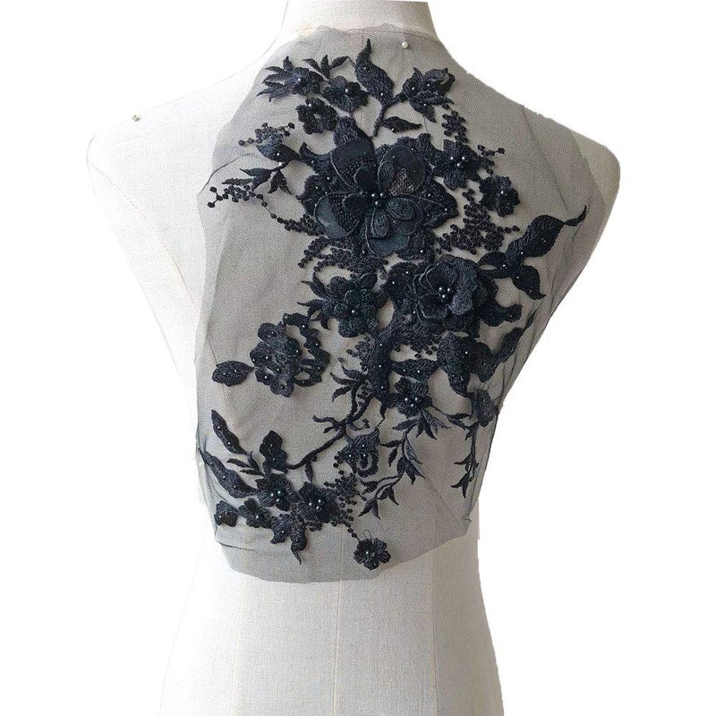 Blossom 3D Flower Applique Beaded Sequined Embroidery Lace Patch Sewing for Party Dress Wedding Gown