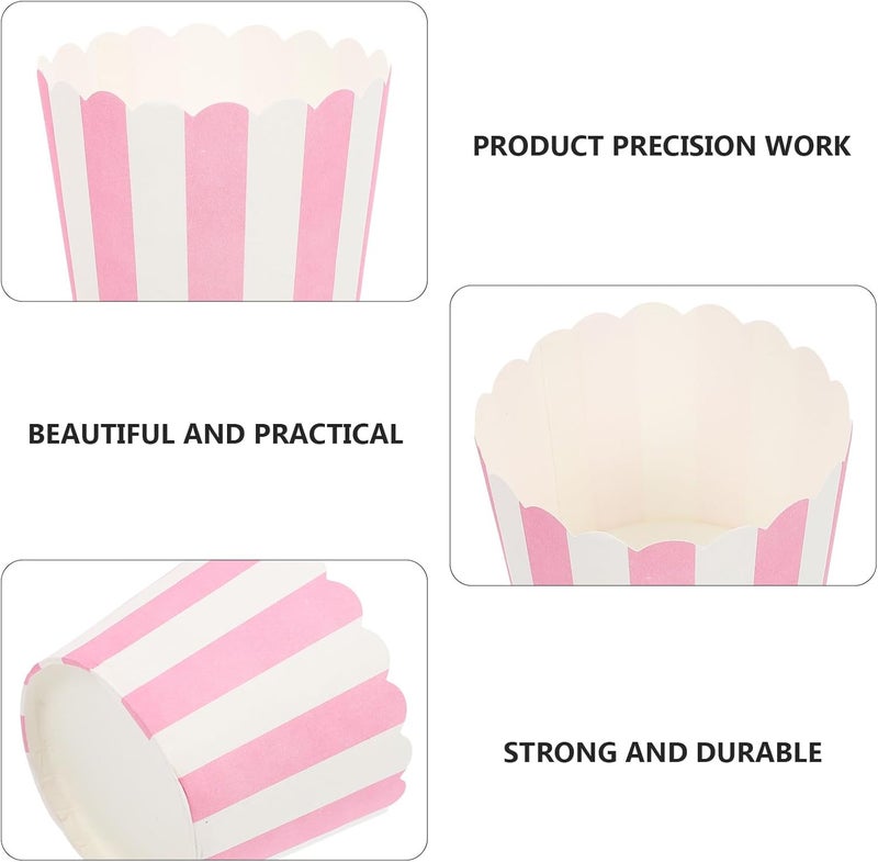 100pcs Small Pink Striped Baking Cupcake Cups High Temperature Resistant Cake Paper Liners Decorative DIY Baking Supplies for Muffins and Cakes - Image 3