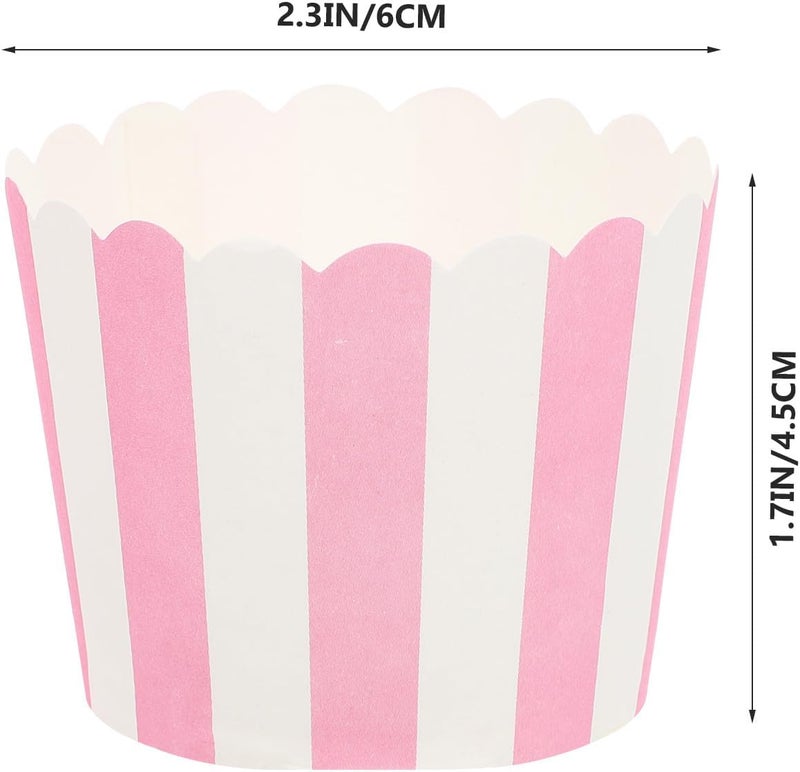 100pcs Small Pink Striped Baking Cupcake Cups High Temperature Resistant Cake Paper Liners Decorative DIY Baking Supplies for Muffins and Cakes - Image 2