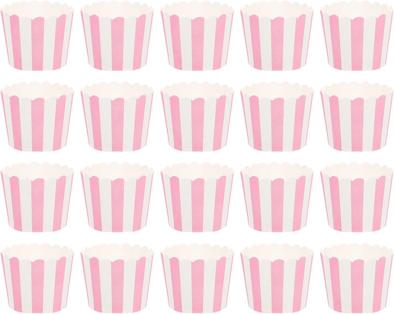 100pcs Small Pink Striped Baking Cupcake Cups High Temperature Resistant Cake Paper Liners Decorative DIY Baking Supplies for Muffins and Cakes - Image 1