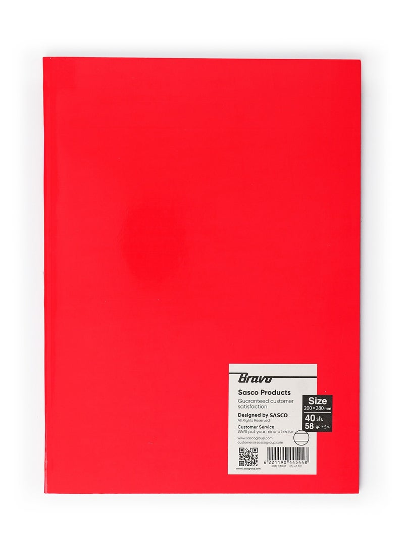 Bravo Italian Large Stapled Notebook - 40 Sheets - lined - Assorted Plain Colors - Pack of 10 Pcs - Image 2