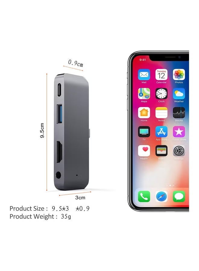 يلا جوي مُعدّل مجمع USB-C 4 في 1 إلى HDMI 4K وصوت 3.5 مم رمادي - Image 5
