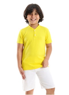 Andora Yellow Short Sleeves Pique Henley Shirt  - Image 1