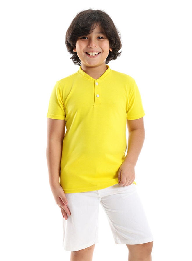 Andora Yellow Short Sleeves Pique Henley Shirt  - Image 1