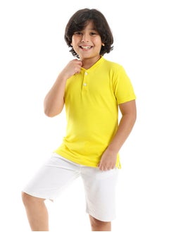 Andora Yellow Short Sleeves Pique Henley Shirt  - Image 2